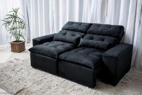 Sofá Retrátil e Reclinável com 2,00m/2,50m de Largura em Tecido Suede Preto - Veneza Estofados