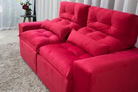 Sofá Retrátil e Reclinável com 2,00m/2,50m de Largura em Tecido Suede Vermelho - Veneza estofados