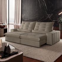 Sofá Retrátil e Reclinável com Catraca Blindada 230cm Dubai Jolie/Cinza