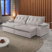 Sofá Retrátil e Reclinável com Entrada USB e Porta Copos 290cm Veneza Yescasa