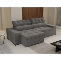 Sofá Retrátil e Reclinável com Molas Bonel Florenza 2,30m Cinza Sofá Retrátil e Reclinável com Molas Bonel Florenza 2,30m Cinza