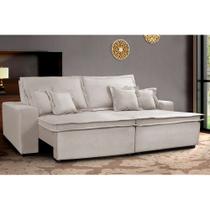Sofa Retrátil e Reclinável com Molas Cama inBox Premium 2,12m tecido em linho Bege Claro