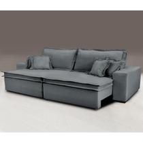 Sofa Retrátil e Reclinável com Molas Cama inBox Premium 2,12m tecido em linho Cinza Escuro Sofa Retrátil e Reclinável com Molas Cama inBox Premium 2,12m tecido em linho Cinza Escuro