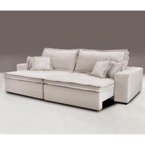 Sofa Retrátil e Reclinável com Molas Cama inBox Premium 2,32m tecido em linho Bege Claro