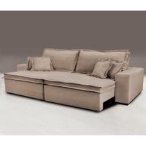 Sofa Retrátil e Reclinável com Molas Cama inBox Premium 2,52m tecido em linho Bege Escuro