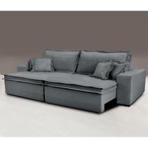 Sofa Retrátil e Reclinável com Molas Cama inBox Premium 2,72m tecido em linho Cinza Escuro