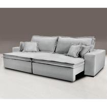 Sofa Retrátil e Reclinável com Molas Cama inBox Premium 2,92m tecido em linho Cinza Claro Sofa Retrátil e Reclinável com Molas Cama inBox Premium 2,92m tecido em linho Cinza Claro