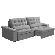 Sofá Retratil e Reclinável com Molas Ensacadas 230cm HEITOR Cinza Claro