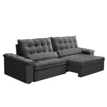 Sofá Retratil e Reclinável com Molas Ensacadas 230cm HEITOR Cinza Escuro