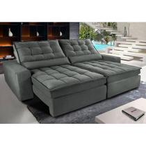 Sofa Retratil e Reclinavel com Molas Ensacadas Cama inBox Gold 2,32m Tecido Suede Velusoft Cinza