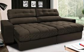 Sofá Retrátil e Reclinável com Molas Ensacadas Cama inBox Master 2,32m Tecido Suede Café