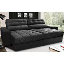Sofá Retrátil e Reclinável com Molas Ensacadas Cama inBox Master 2,72m Tecido Suede Preto