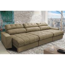 Sofá Retrátil e Reclinável com Molas Ensacadas Cama inBox Master 3,22m Tecido Suede Bege