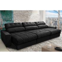 Sofá Retrátil e Reclinável com Molas Ensacadas Cama inBox Master 3,22m Tecido Suede Preto