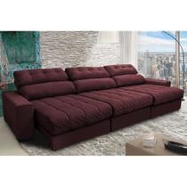 Sofá Retrátil e Reclinável com Molas Ensacadas Cama Inbox Master 3,52m Tecido Suede Vinho