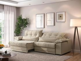 Sofá Retrátil e Reclinável com Molas ensacadas e Carregador USB Colosso 2,10m Linho Soft Bege - NETSOFAS