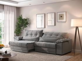 Sofá Retrátil e Reclinável com Molas ensacadas e Carregador USB Colosso 2,10m Linho Soft Grafite - NETSOFAS