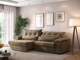 Sofá Retrátil e Reclinável com Molas ensacadas e Carregador USB Colosso 2,50m Veludocristal Castor - NETSOFAS