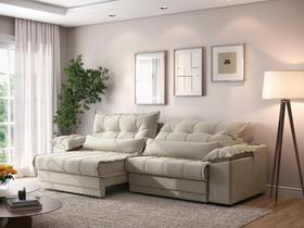 Sofá Retrátil e Reclinável com Molas ensacadas e Carregador USB Colosso 2,90m Veludocristal Areia - NETSOFAS