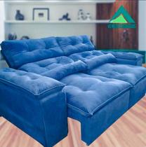 Sofá Retrátil e Reclinável com Pillow 2.00 m Tecido Suede Azul Caneta - Veneza Estofados