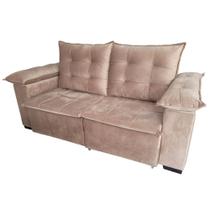 Sofá Retrátil e Reclinável com Pillow Moscou Espumas D26 e Fibras Siliconadas Creme