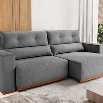 Sofa Retrátil e Reclinável com Pillow Top 3 Lugares 2,10m Bellory Cinza Grafite Sofa Retrátil e Reclinável com Pillow Top 3 Lugares 2,10m Bellory Cinza Grafite