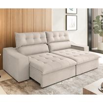 Sofa Retrátil e Reclinável com Pillow Top 4 Lugares 2,50m Bellory Bege Marfim Sofa Retrátil e Reclinável com Pillow Top 4 Lugares 2,50m Bellory Bege Marfim
