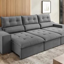 Sofá Retrátil e Reclinável com Pillow Top, 5 Lugares, 2,90m, Bellory. Cinza Grafite Sofá Retrátil e Reclinável com Pillow Top, 5 Lugares, 2,90m, Bellory. Cinza Grafite