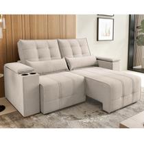 Sofá Retrátil e Reclinável com Porta Copos 210cm Colpany Bege Marfim Sofá Retrátil e Reclinável com Porta Copos 210cm Colpany Bege Marfim