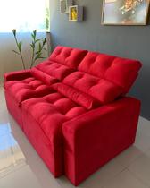 Sofá Retrátil e Reclinável Confortável 2 metros Vermelho Sofá Retrátil e Reclinável Confortável 2 metros Vermelho
