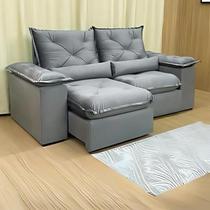 Sofá Retrátil e Reclinável Confortável com 1,60m de Largura e Abertura Grande em Tecido Veludo Premium com Pillow nos Braços e Assentos