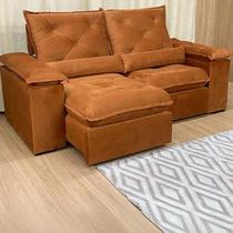 Sofá Retrátil e Reclinável Confortável com 1,60m de Largura e Abertura Grande em Tecido Veludo Premium com Pillow nos Braços e Assentos
