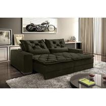 Sofá Retrátil e Reclinável Dallas 4 Lugares 2.30m Suede Marrom - BONEQUINHA MÓVEIS