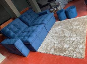Sofá retrátil e reclinável de 3 lugares Azul - outlet