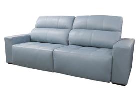 Sofá Retrátil e Reclinável de Couro Atami 2,30 m Light Blue Sofá Retrátil e Reclinável de Couro Atami 2,30 m Light Blue