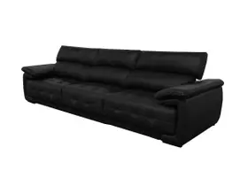 Sofá Retrátil e Reclinável de Couro Filipinas (3 módulos) 3,60 m Preto Pigmentado- Mempra Design