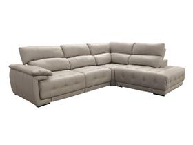 Sofá Retrátil e Reclinável de Couro Filipinas Canto com Chaise Direita 1,46 m - Grizzy