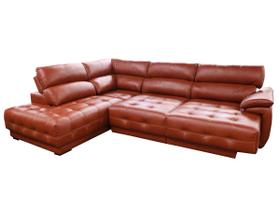 Sofá Retrátil e Reclinável de Couro Filipinas Canto com Chaise Esquerda 1,26 m - Conhaque com Brilho Sofá Retrátil e Reclinável de Couro Filipinas Canto com Chaise Esquerda 1,26 m - Conhaque com Brilho