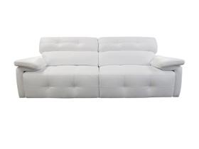 Sofá Retrátil e Reclinável de Couro Queen 2,40 m Branco Pigmentado - Mempra Design