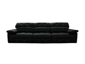 Sofá Retrátil e Reclinável de Couro Queen (3 módulos) 3,60 m Preto Pigmentado - Mempra Design