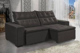 Sofá Retrátil e Reclinável DUBAI 2,10m com Pillow de 12cm Velusoft D33 Cor "Marrom" - ESTILO ESTOFADOS Sofá Retrátil e Reclinável DUBAI 2,10m com Pillow de 12cm Velusoft D33 Cor "Marrom" - ESTILO ESTOFADOS