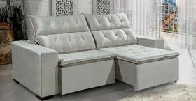 Sofá Retrátil e Reclinável DUBAI 2,30m com Pillow de 12cm Velusoft D33 Cor "Prata" - ESTILO ESTOFADOS Sofá Retrátil e Reclinável DUBAI 2,30m com Pillow de 12cm Velusoft D33 Cor "Prata" - ESTILO ESTOFADOS