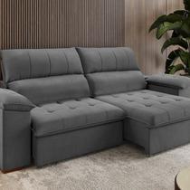 Sofa Retrátil e Reclinável Duplo Molejo 2,30m Tolledo Cinza Grafite Sofa Retrátil e Reclinável Duplo Molejo 2,30m Tolledo Cinza Grafite