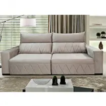 Sofá Retrátil e Reclinável Ellen 200cm 3 Lugares com Molas no Assento Encosto com Fibra Siliconada T
