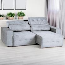 Sofá Retrátil e Reclinável Évora 2,10m Veludo Prata D28