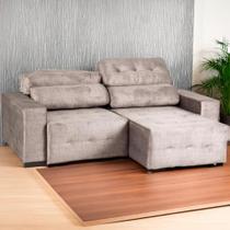 Sofá Retrátil e Reclinável Évora 2,50m Veludo Cappuccino D28