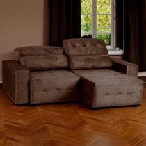 Sofá Retrátil e Reclinável Évora 2,50m Veludo Chocolate D28