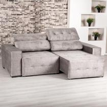 Sofá Retrátil e Reclinável Évora 2,50m Veludo Fendi D28