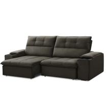 Sofá Retrátil e Reclinável França 210 Cm com Porta Copos e Objetos