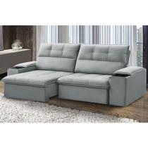 Sofá Retrátil e Reclinável França 210 Cm com Porta Copos e Objetos